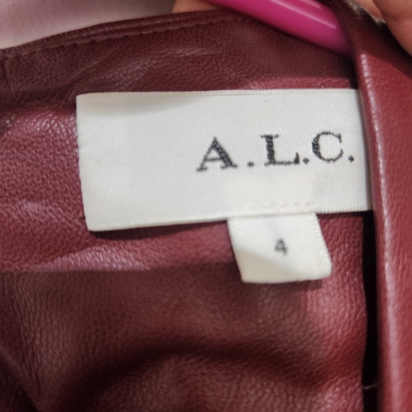 A.L.C Alexandria Cutout Vegan Leather Midi Dress Cranberry Size 4 - Picture 6 of 9